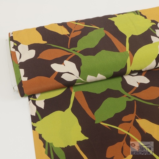 [BI-150233-14] Viscose Crêpe Brown Floral Print 