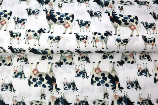 [ST-25103-02PL] Poplin Digital Koeien Wit