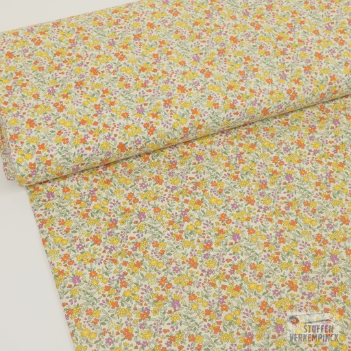 [POL-310360-91] Poplin Delicate Flowers Yellow