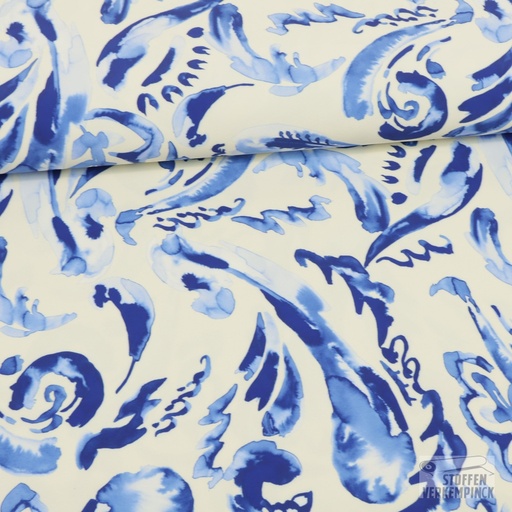 [BI-150192-25] Breedtestretch Large Paisley Blue/Ecru