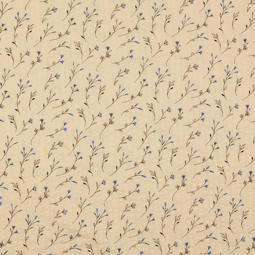 [HE-210834-0018] Cotton Seersucker Blossoms Ecru/Jeans