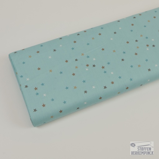 [MU-5472-1203] Katoen Poplin Stars Light Turquoise
