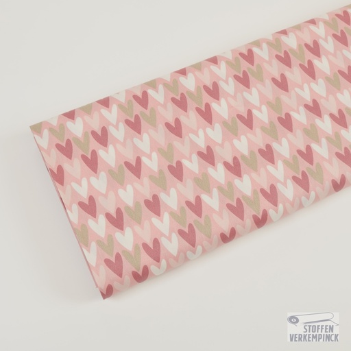 [MU-5475-2213] Katoen Poplin Hearts Rose