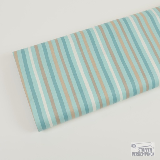 [MU-5474-1203] Katoen Poplin Vertical Stripes Light Turquoise