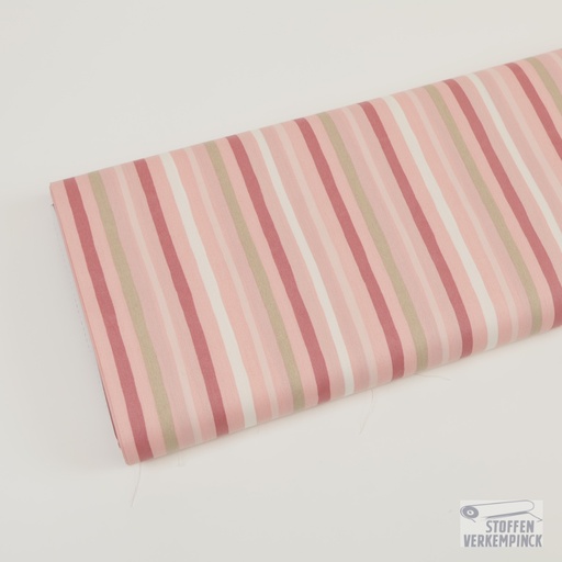[MU-5474-2213] Katoen Poplin Vertical Stripes Rose