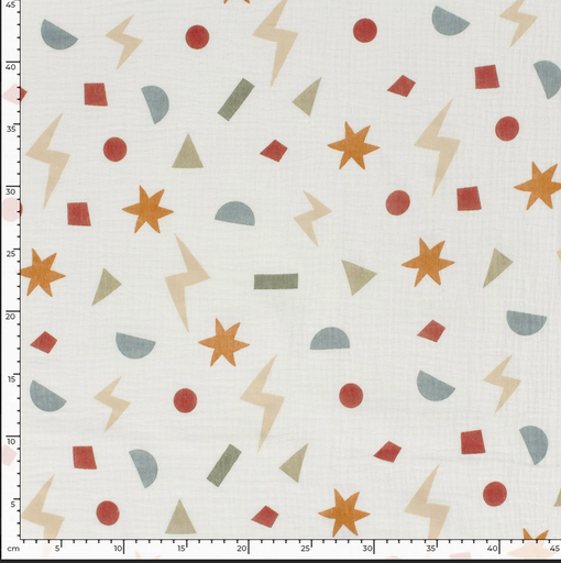 [NO-23429-051] Double Gauze Stars Terra/White