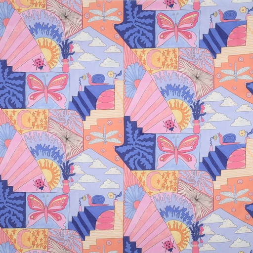 [VE-05459-013] Fine Poplin dig Little Creatures Nerida Hansen Sky Blue