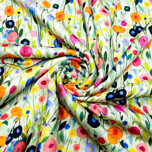 [POL-321094-10] Shiny Viscose Colorful Flowers