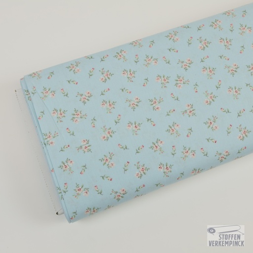 [ZA-006015-3] Popeline Roosjes Licht Blauw