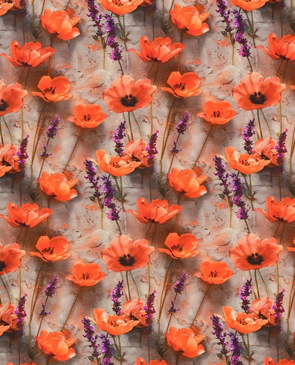 [MU-5750-1814] Jersey Digital Papavers Orange