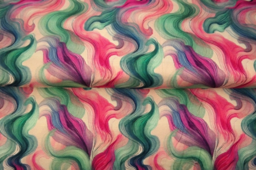 [ST-25986-12VI] Jersey Viscose Digital Silent Flow Fuchsia/Petrol