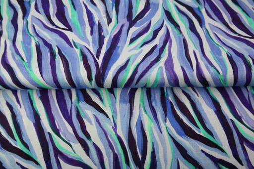 [ST-25820-09VI] Jersey Viscose Digital Painted Animal Stripes Blue