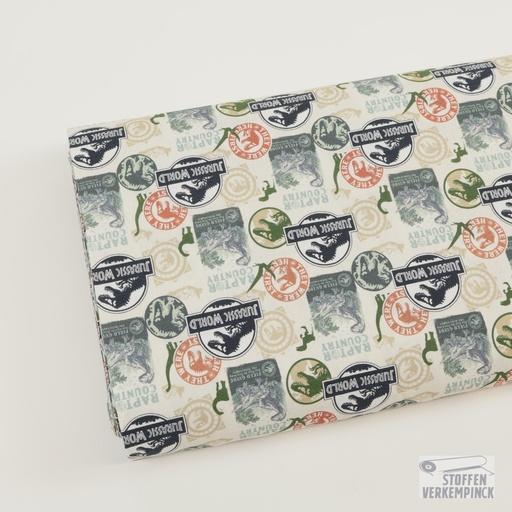 [ZA-009325-01] Popeline Digital Print Jurassic World Raptor Country