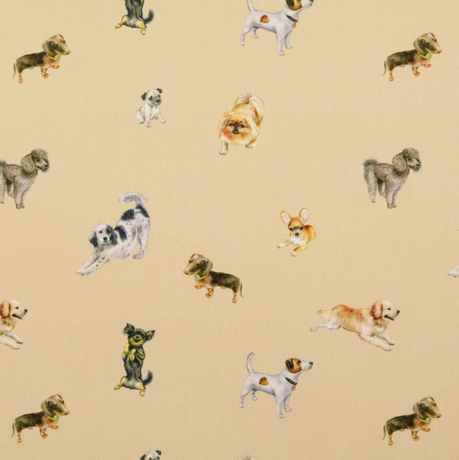 [HE-211843-0006] Cotton Digital Hondjes Licht Beige