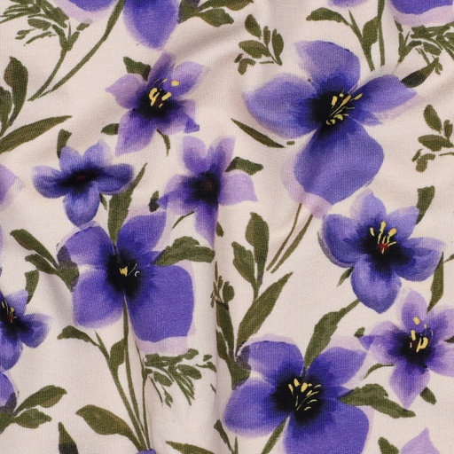 [VE-05570-001] French Terry Digital Flowers Powder/Purple