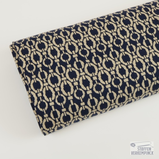 [HE-211959-0802] Jersey Jacquard Geo Navy/Beige