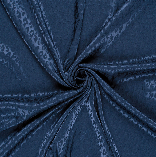 [NO-24174-007] Stretch Polyester Satin Jacquard Leo Marine