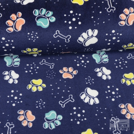 [MC-POLARESTASPER-C7012] Wellnessfleece Print Paws/Bones Navy
