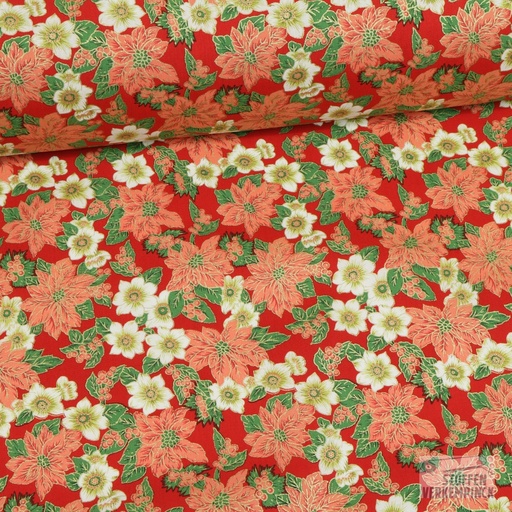 [MC-POPPGOLOO-7012] Kerstroos Popeline Rood