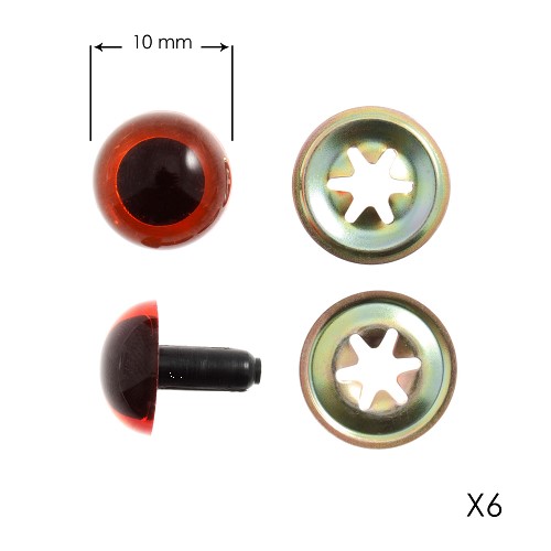 [DI-CB021] Veiligheidsogen voor knuffels 10mm amber - 6x 