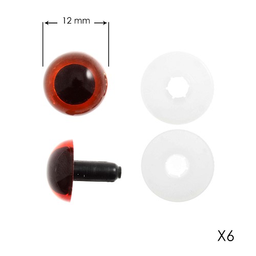 [DI-DB022] Veiligheidsogen voor knuffels 12mm amber - 6x 