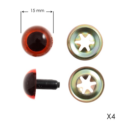 [DI-CB023] Veiligheidsogen voor knuffels 15mm amber - 4x