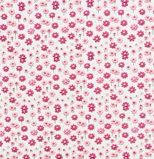 [MU-5835-17] Katoen poplin 3D Petite Fleur Fuchsia