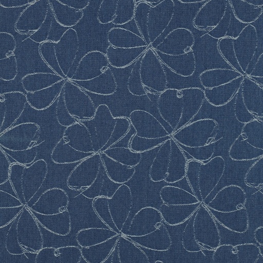 [VE-03869-001] Denim Jacquard Flowers Indigo