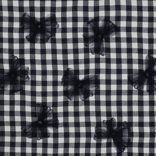 [VE-03860-001] Cotton Yarn Dyed Checks Tule Flower Navy