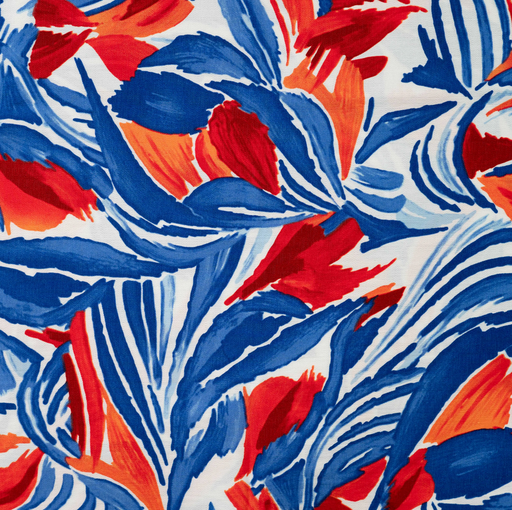 [QT-P12015-152] Viscose Nylon Leaves Red/Blue