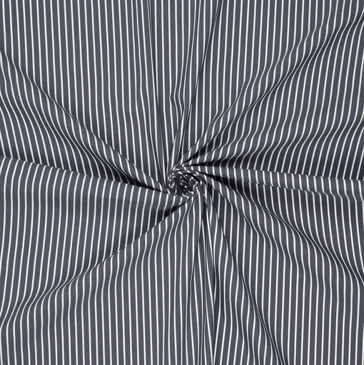 [KI-20633-996] Stretch Poplin Chalk Stripe Dark Grey