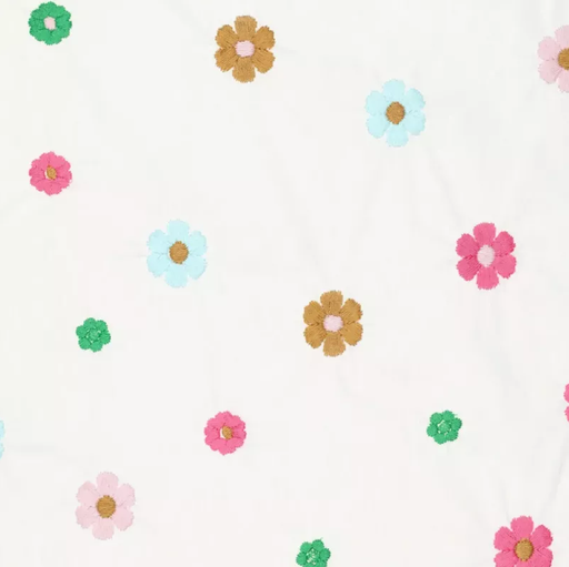 [KI-21643-001] Broderie Poplin Fuchsia/Aqua/Hazel Flowers