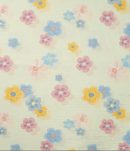 [QT-K42046-210] Double Gauze Digital Flowers Light Mint