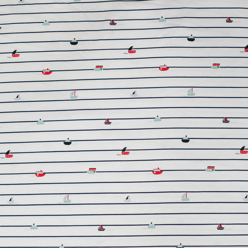 [QT-K10376-980] Jersey Print Boats Stripes Navy/offwhite
