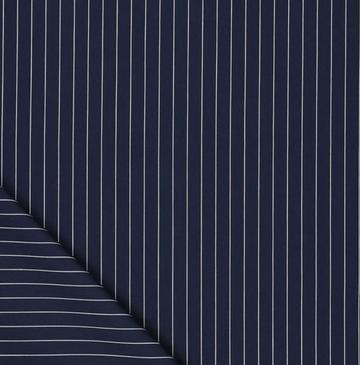 [KI-20631-600] Stretch Poplin Classic Stripe Navy