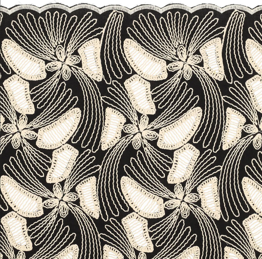 [KI-21620-998] Broderie Anouk Black 2 side uncutted border