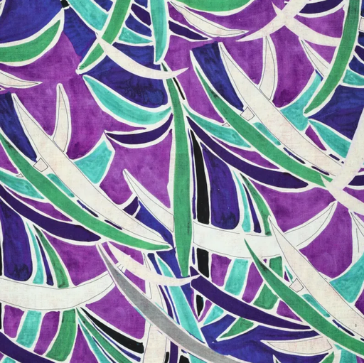 [KI-22510-810] Viscose Linnen Digi Rio Palmtrees Purple