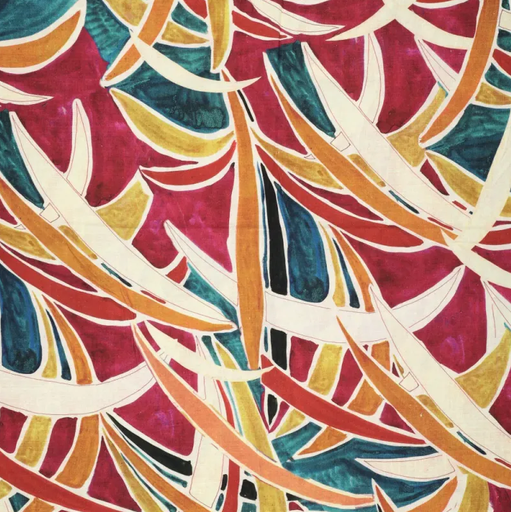 [KI-22510-875] Viscose Linnen Digi Rio Palmtrees Wine