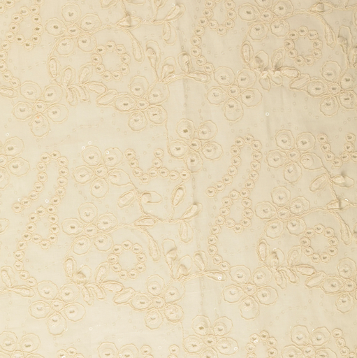 [HE-212297-5004] Cotton Pailletten Broderie Ecru