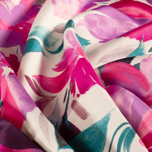 [NO-25024-043] Satin Flowered Pink Lila