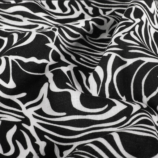 [NO-25051-069] Viscose Linnen Zebra Black