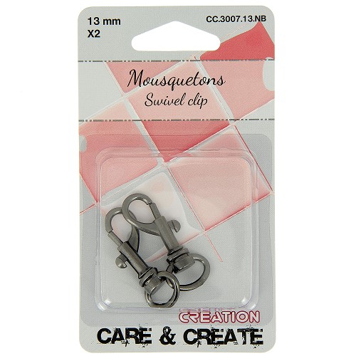 [DI-CC.3007.13.NB] Musketonhaak 13mm Zwart 2x