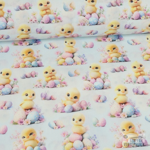 [VER-CUDDY CHICK-8] Katoen Easter Chick 3D-Print Light Blue