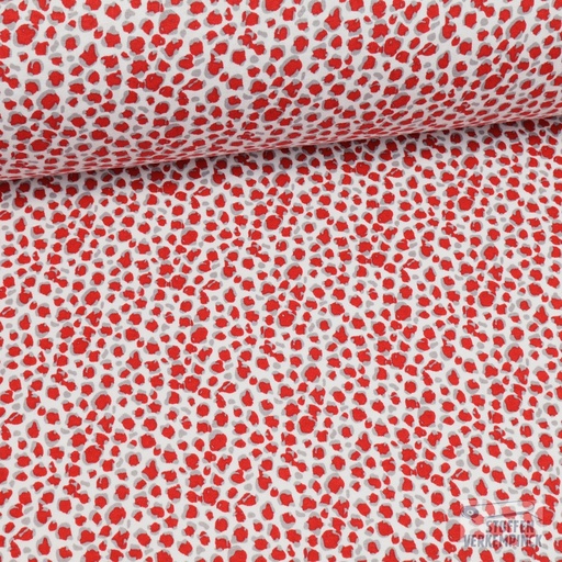 [BEW-1128-10] Jersey Viscose Leo Spots Red/Grey/White