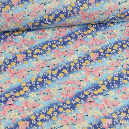 [SA-FOIL-08] Katoen Foil Little Fowers Blue