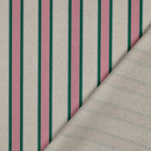 [VE-01998-004] Canvas Linen Look Stripes Pink