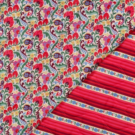[VE-01959-001] Matelassé Cotton Voile Digital Retro Flowers Ecru
