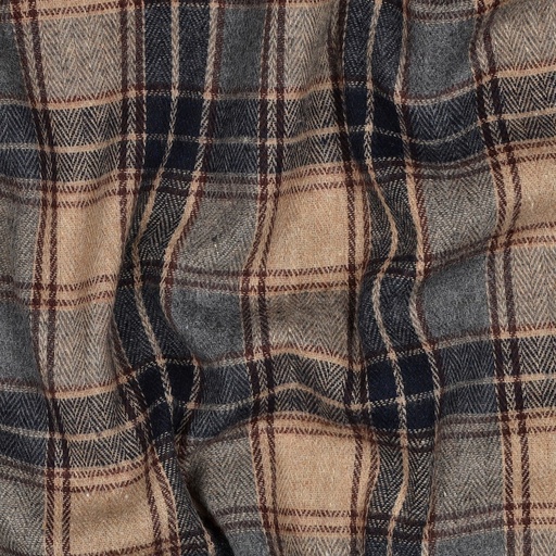 [VE-04797-003] Brushed Yarn dyed Checks Beige/Navy