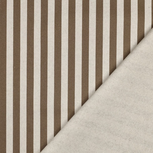 [VE-C2002-004] Coated Canvas Linen Look 15 mm. Stripes Brown