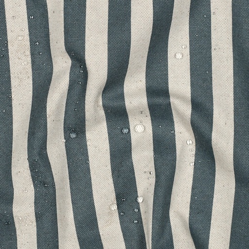 [VE-C2002-008] Coated Canvas Linen Look 15 mm. Stripes Denimblue